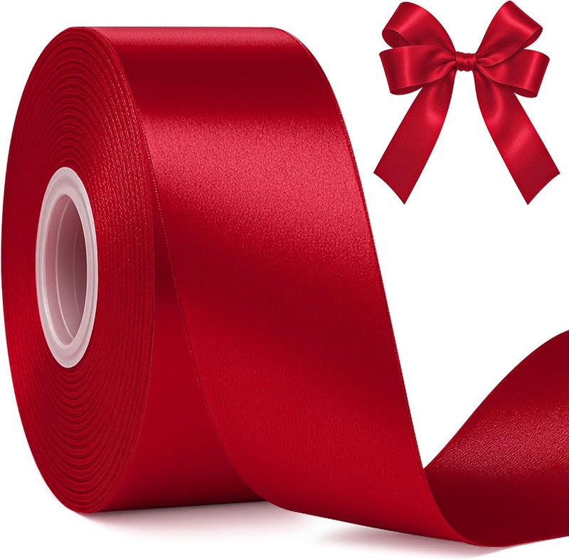 Fullive 1 1/2 Inch Ribbon for Gift Wrapping, 30Yards Wine Red Christmas Tree Ribbon, Polyester Ribbons for Flower Bouquet for Wedding Christmas Decoration DIY Bows Wrapping Bouquet Floral Arrangements - Image 1